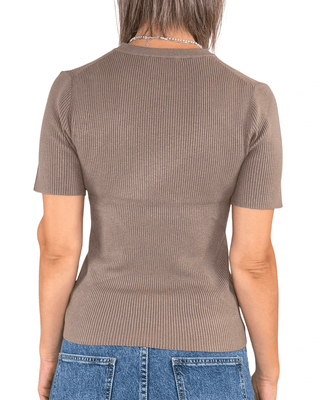 Habiti - Maglia manica corta a coste - FANGO - MAGLIA E CARDIGAN - Habiti