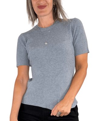 Habiti - Maglia manica corta a coste - GRIGIO - MAGLIA E CARDIGAN - Habiti