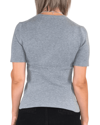 Habiti - Maglia manica corta a coste - GRIGIO - MAGLIA E CARDIGAN - Habiti