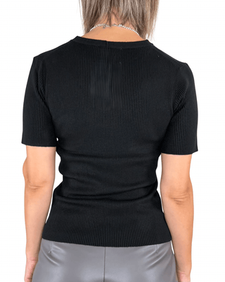 Habiti - Maglia manica corta a coste - NERO - MAGLIA E CARDIGAN - Habiti