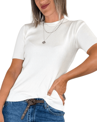 Habiti - Maglia manica corta a coste - PANNA - MAGLIA E CARDIGAN - Habiti