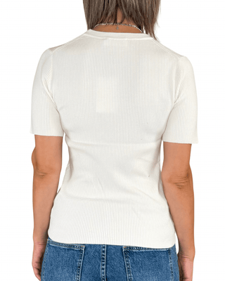 Habiti - Maglia manica corta a coste - PANNA - MAGLIA E CARDIGAN - Habiti