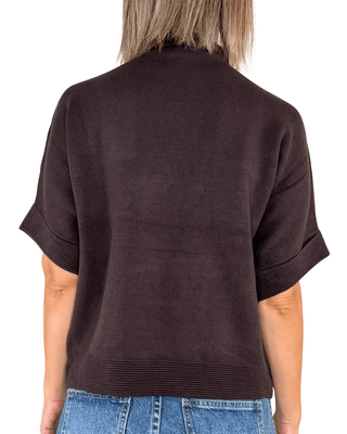 Habiti - Maglia manica corta con spilla - MORO - MAGLIA E CARDIGAN - Habiti