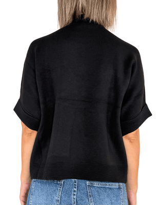 Habiti - Maglia manica corta con spilla - NERO - MAGLIA E CARDIGAN - Habiti