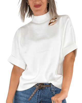 Habiti - Maglia manica corta con spilla - PANNA - MAGLIA E CARDIGAN - Habiti