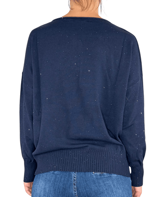 Habiti - Maglia micro paillettes - BLU - MAGLIA E CARDIGAN - Habiti
