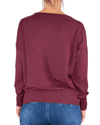 Habiti - Maglia micro paillettes - BORDEAUX - MAGLIA E CARDIGAN - Habiti