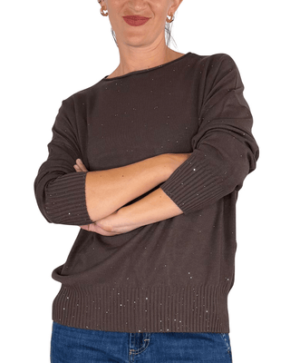 Habiti - Maglia micro paillettes - MORO - MAGLIA E CARDIGAN - Habiti