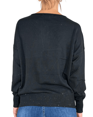 Habiti - Maglia micro paillettes - NERO - MAGLIA E CARDIGAN - Habiti