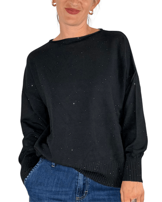 Habiti - Maglia micro paillettes - NERO - MAGLIA E CARDIGAN - Habiti