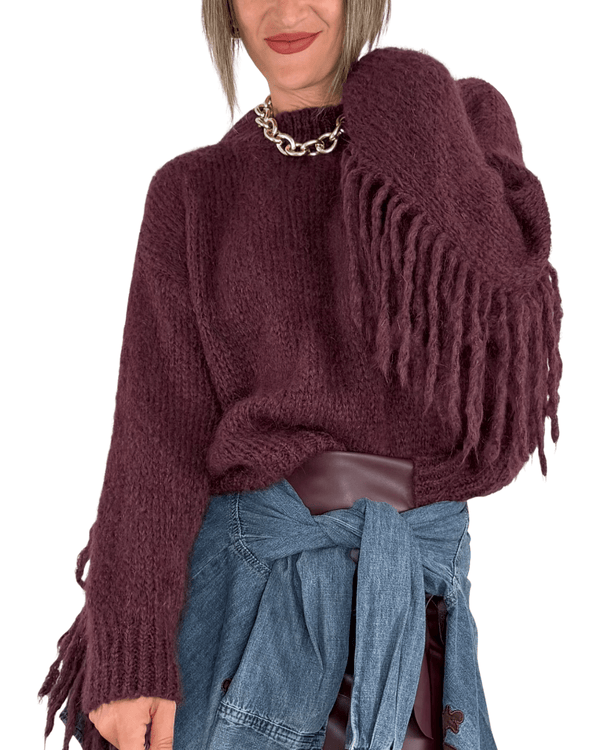 Habiti - Maglia mohair frange - BORDEAUX