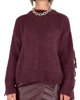 Habiti - Maglia mohair frange - BORDEAUX - MAGLIA E CARDIGAN - Habiti