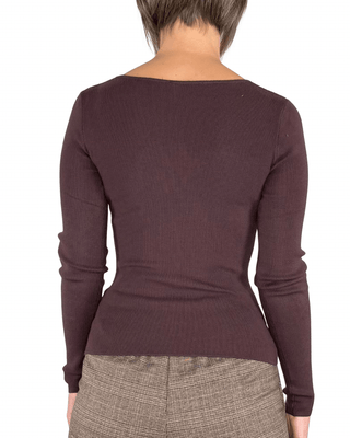 Habiti - Maglia scollo cuore - MORO - MAGLIA E CARDIGAN - Habiti
