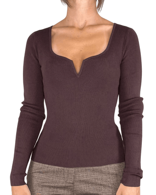 Habiti - Maglia scollo cuore - MORO - MAGLIA E CARDIGAN - Habiti