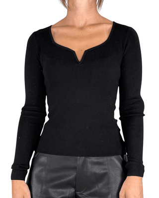 Habiti - Maglia scollo cuore - NERO - MAGLIA E CARDIGAN - Habiti