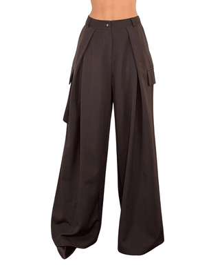Habiti - Pantalone ampio cargo - MORO - PANTALONE - Habiti