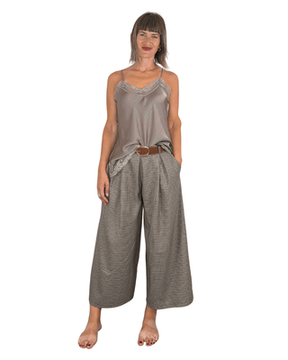 Habiti - Pantalone ampio pied-de-poule - FANGO - PANTALONE - Habiti