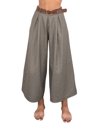 Habiti - Pantalone ampio pied-de-poule - FANGO - PANTALONE - Habiti