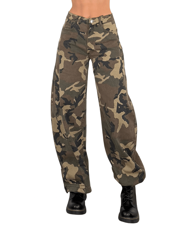Habiti - Pantalone barrel camouflage con coulisse - CAMOUFLAGE