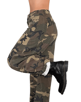 Habiti - Pantalone barrel camouflage con coulisse - CAMOUFLAGE - PANTALONE - Habiti