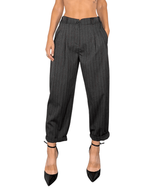 Habiti - Pantalone barrel con pences - GESSATO - PANTALONE - Habiti