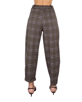 Habiti - Pantalone barrel con pences - TARTAN - PANTALONE - Habiti