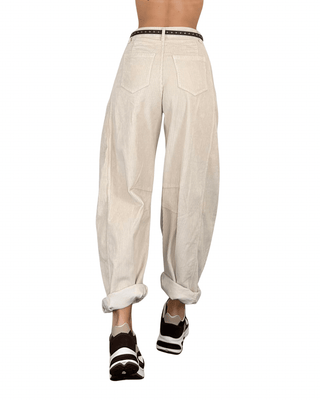 Habiti - Pantalone barrel velluto rocciatore - BURRO - PANTALONE - Habiti