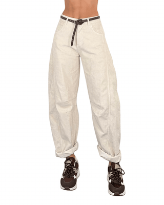 Habiti - Pantalone barrel velluto rocciatore - BURRO - PANTALONE - Habiti