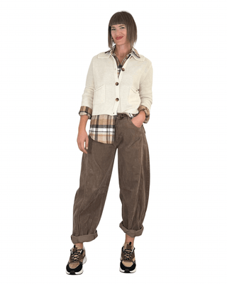 Habiti - Pantalone barrel velluto rocciatore - FANGO - PANTALONE - Habiti