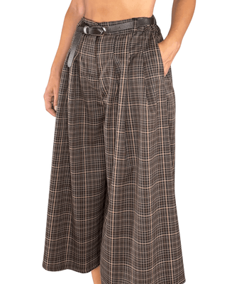 Habiti - Pantalone coulotte check - CASTAGNA - PANTALONE - Habiti
