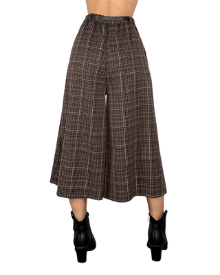 Habiti - Pantalone coulotte check - CASTAGNA - PANTALONE - Habiti