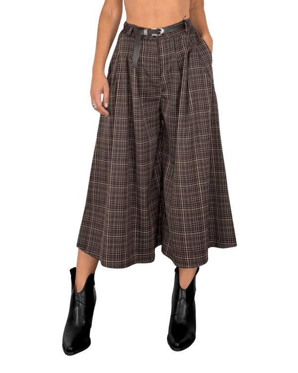 Habiti - Pantalone coulotte check - CASTAGNA