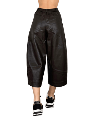 Habiti - Pantalone ecopelle cropped - MORO - PANTALONE - Habiti