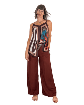 Habiti - Pantalone in fiocco di viscosa - MATTONE - PANTALONE - Habiti