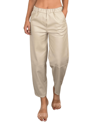Habiti - Pantalone japan ecopelle - BEIGE - PANTALONE - Habiti