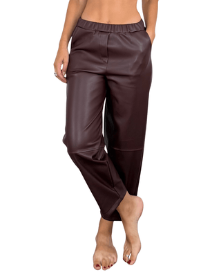 Habiti - Pantalone japan ecopelle - BORDEAUX - PANTALONE - Habiti