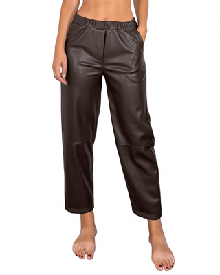 Habiti - Pantalone japan ecopelle - MORO - PANTALONE - Habiti