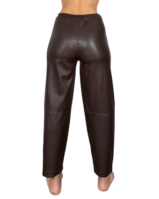 Habiti - Pantalone japan ecopelle - MORO - PANTALONE - Habiti