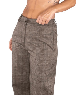 Habiti - Pantalone palazzo check - FANGO - PANTALONE - Habiti