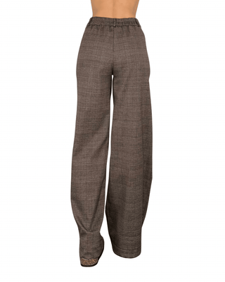 Habiti - Pantalone palazzo check - FANGO - PANTALONE - Habiti