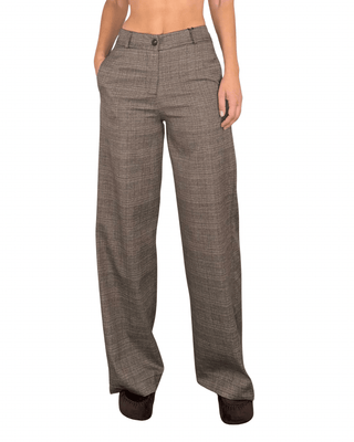 Habiti - Pantalone palazzo check - FANGO - PANTALONE - Habiti