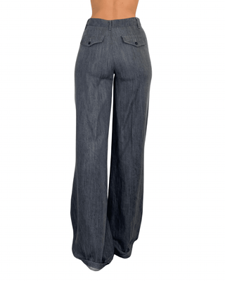 Habiti - Pantalone palazzo effetto slavato - GRIGIO - PANTALONE - Habiti