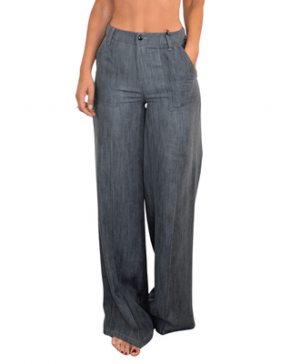 Habiti - Pantalone palazzo effetto slavato - GRIGIO - PANTALONE - Habiti