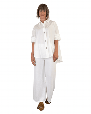 Habiti - Pantalone palazzo fluido - PANNA - PANTALONE - Habiti