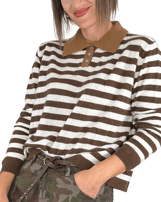 Habiti - Polo righe misto cashmere - TABACCO - MAGLIA E CARDIGAN - Habiti