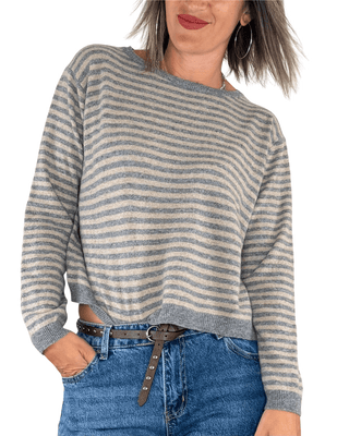 Habiti - Pull girocollo a righe - FANGO - MAGLIA E CARDIGAN - Habiti