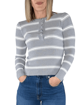 Habiti - Serafino righe - GRIGIO - MAGLIA E CARDIGAN - Habiti