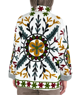Habiti - Suzani in velluto ricamato - BIANCO - CAPOSPALLA - Habiti