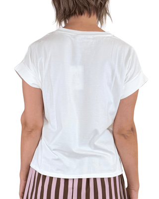 Habiti - T-shirt a scatola stampa Victoria - PANNA - T-SHIRT E TOP - Habiti