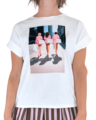 Habiti - T-shirt a scatola stampa Victoria - PANNA - T-SHIRT E TOP - Habiti